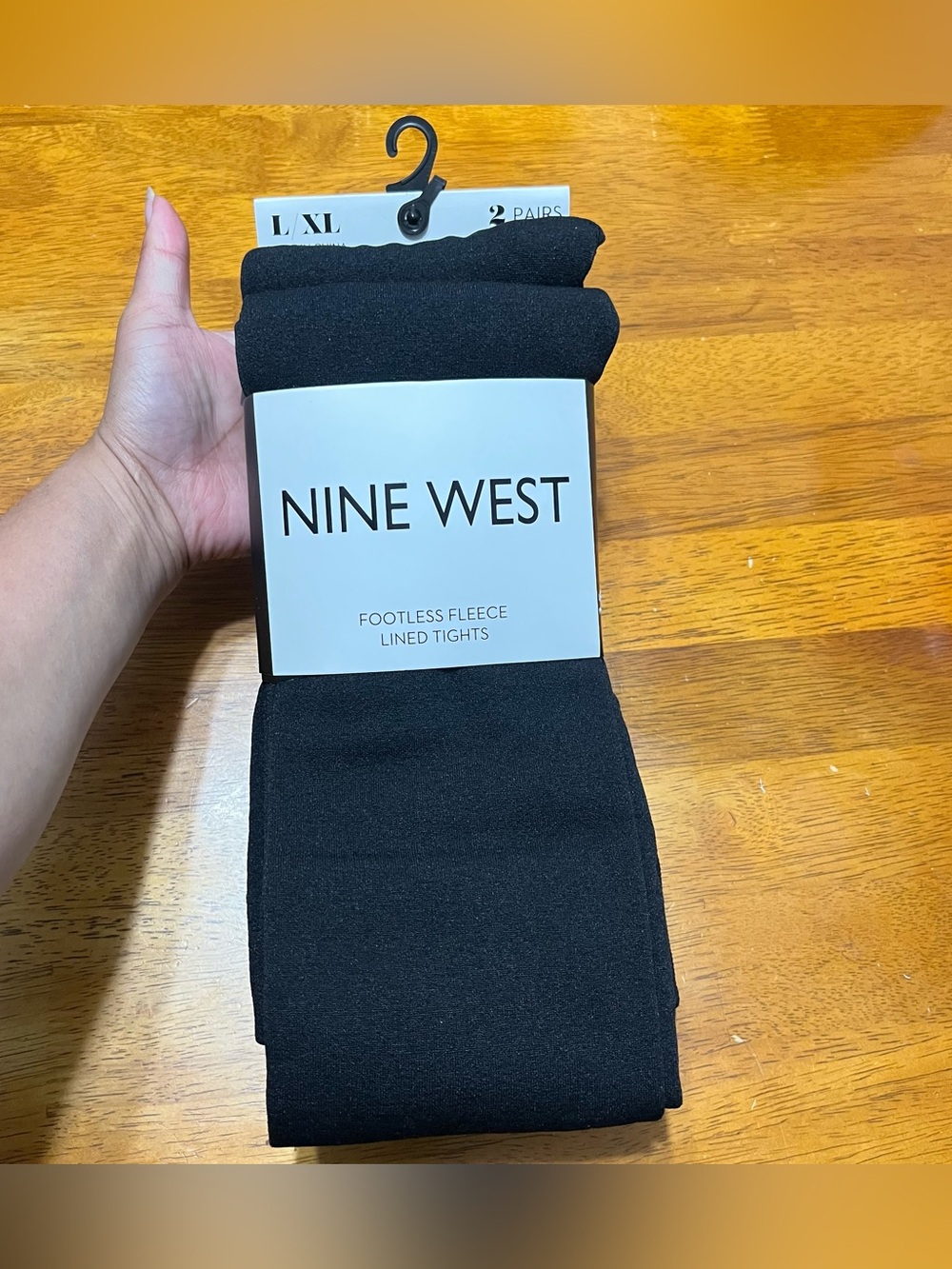 NWT❗️Nine West Footless Fleece Lined Tights Black L/XL 2 Pairs